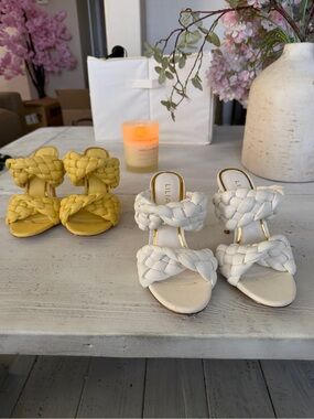 BUNDLE DEAL!!!!!! Liliana White Braided Double-Strap Slide Heels